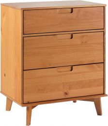 Walker Edison Sloane 3-Drawer Groove Handle Solid Pine Wood Dresser Wood 36 Inch