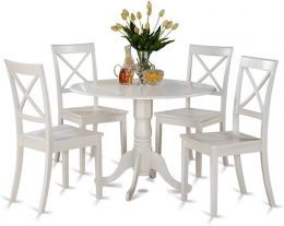 East West Furniture DLBO5-WHI-W 5 Piece Kitchen Table Set for Wood 5 Piece, 42x42 Inch