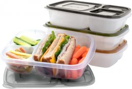 Bentgo Easyboxes Stackable 3-Compartment Bento Lunch Boxes Set of 4, Bundle of 2