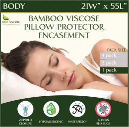 Four Seasons Essentials Body Size Waterproof Pillow Protector Waterproof Hypoallergenic Set of 1, Bundle of 2