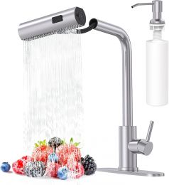 AVSIILE Brushed Nickel Kitchen Faucets with Pull Down Sprayer & Soap Dispenser Stainless Steel