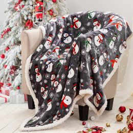 Touchat Sherpa Christmas Throw Blanket Microfiber, Bundle of 2