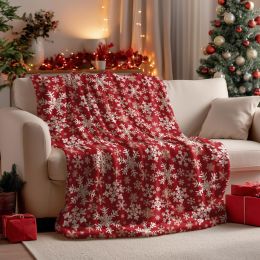 Horaldaily Christmas Red Snowflake Flannel Throw Blanket 50x60 50x60, Bundle of 2