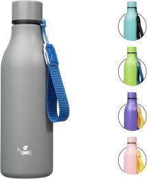 Konokyo 18 oz Insulated Stainless Steel Metal Water Bottle with Stainless Steel Metal 18 oz, Bundle of 3