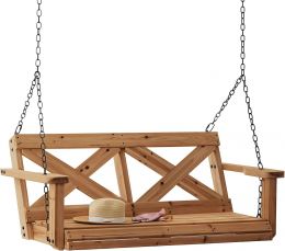 Backyard Discovery 55" Cedar Wood Farmhouse Outdoor Porch Swing Wood 600 Lbs