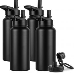 DOMICARE 32 oz Insulated Water Bottle Bulk Stainless Steel 4 Pack, 32 oz