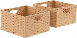 Seville Classics Premium Handwoven Portable Laundry Bin Basket with Portable 2-Pack