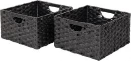 Seville Classics Premium Handwoven Portable Laundry Bin Basket with Portable 2-Pack