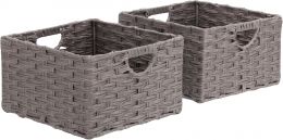 Seville Classics Premium Handwoven Portable Laundry Bin Basket with Portable 2-Pack