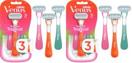 Gillette Venus Tropical Women's Disposable Razor Pack of 2, 3 Count, Bundle of 2