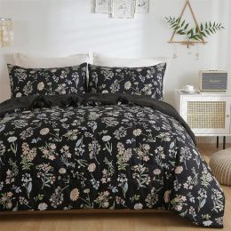 KAKIJUMN Botanical Floral Comforter Set King 3 Piece