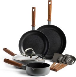 GreenPan Mayflower Pro Hard Anodized Healthy Ceramic Nonstick Nonstick Ceramic Wood 9 Piece