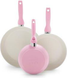 GreenPan Rio Hard Anodized Healthy Ceramic Nonstick Nonstick Ceramic Dishwasher Safe 3 Piece