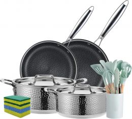 vivicreate 20 Piece Tri-Ply Stainless Steel Cookware Set Stainless Steel Nonstick Induction 20 Piece