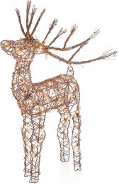 Alpine Corporation 35" Tall Outdoor Rattan Reindeer Lawn Decoration with 50 White LED Lights