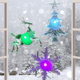 BANBERRY DESIGNS Christmas Lighted Window Decorations Set of Set of 3, 5 Inch, Bundle of 2