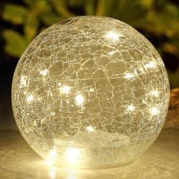IdealXmas Glass Crackle Globe LED Lamp Battery Glass, Bundle of 2