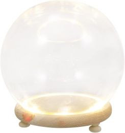 EXCEART Glass Dome with Wooden Base 4 Inch Clear Display Cover Ornament for Home Decor Featuring Led Lighted, Bundle of 2