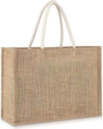 RAINFLOW Burlap Tote Beach Bag, Bundle of 3