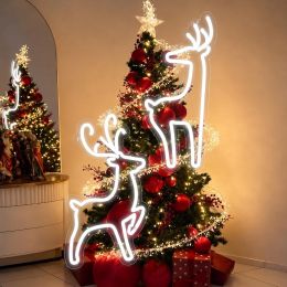 Gerrii 2 Pcs Christmas Reindeer Neon Sign Dimmable LED