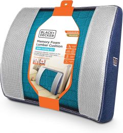 BLACK+DECKER Cooling Gel Lumbar Memory Foam Cushion – Ergonomic Back Support Travel Pillow with, Bundle of 2
