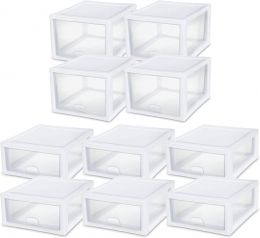Sterilite 4-Pack 27 Quart & 6-Pack 16 Quart Stackable Clear Drawer Organizers Plastic 4-Pack, 6-Pack