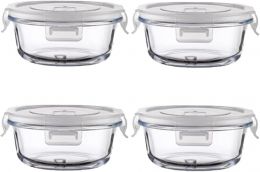 R.repad yay 12oz Round Glass Food Containers With Glass 12oz, Bundle of 2
