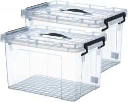 bebikim 2 Quart 2-Pack Stackable Clear Storage Bins with 2-Pack, Bundle of 2