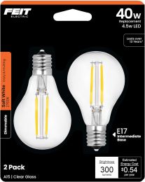 Feit Electric A15 Clear Glass LED Light Bulb Glass Electric 2 Pack, Bundle of 3