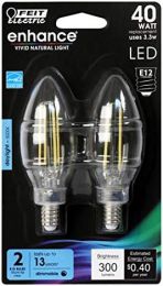 Feit Electric BPCTC40950CAFIL/2/RP 40W EQ DM Candelabra LED Light Bulb Electric, Bundle of 3