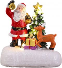 ariarly Christmas Village Santa Tree Reindeer Scene with Figurines, Bundle of 4