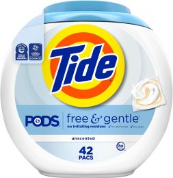 Tide Pods Free and Gentle Laundry Detergent Soap 42 Count, Bundle of 2