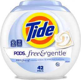 Tide Pods Free and Gentle Laundry Detergent Soap 42 Count, Bundle of 3