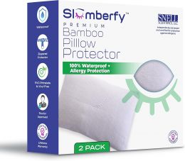 Slumberfy Queen Size Waterproof Bamboo Pillow Protector Waterproof Pack of 2, 20x30 in, Bundle of 2