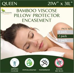 Four Seasons Essentials Queen Size Waterproof Pillow Protectors Waterproof Hypoallergenic Set of 2