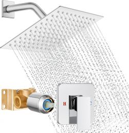 Cinwiny Polished Chrome Shower Faucet Set 8 Inch
