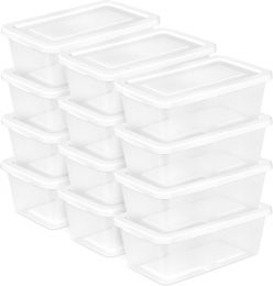 Sterilite 6 Quart Storage Box Plastic 12 Pack