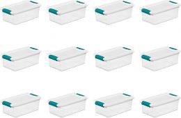 Sterilite 6 Quart Latching Box Plastic 12 Pack