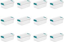 Sterilite 6 Quart Latching Box Plastic 12 Pack, Bundle of 8