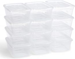 Rubbermaid Cleverstore Home/Office 6 Quart Clear Plastic Storage Tote Container Box Plastic 12 Pack
