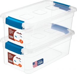 Tribello Clear Plastic Storage Bins with Lids Stackable Storage Plastic