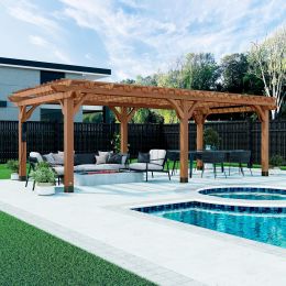 Backyard Discovery Beaumont 24' x 12' Traditional Cedar Wood Pergola Kit with Wood
