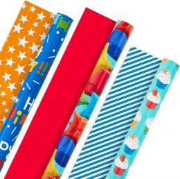 Hallmark Birthday Wrapping Paper Rolls - Balloons Set of 3, Bundle of 2