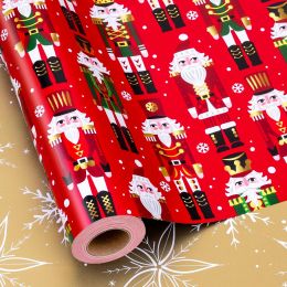 MAYPLUSS Reversible Christmas Wrapping Paper Roll 17 Inch, 33 Feet, Bundle of 2