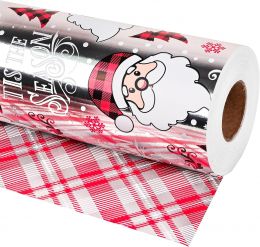 Dlyrroba Reversible Santa Christmas Wrapping Paper Roll - Silver Metal 17in, 16.5ft, Bundle of 4