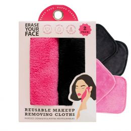ERASE YOUR FACE Reusable Makeup Remover Cloths - Microfiber Face Towels to Microfiber 2 Count, Bundle of 3