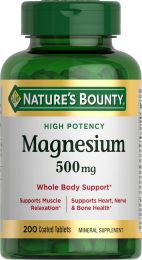 Nature's Bounty Magnesium 500 mg Tablets Pack of 1, 200 Count, Bundle of 3