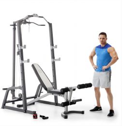 MARCY Pro Deluxe Cage System with Weightlifting Bench All-in-One
