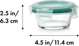 OXO Good Grips 1 Cup Smart Seal Airtight Glass Round Food Storage Container Glass, Bundle of 3