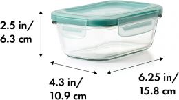 OXO Good Grips 1.6 Cup Smart Seal Leakproof Glass Rectangle Airtight Food Storage Container Glass, Bundle of 2